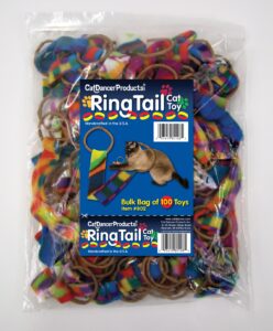 Bulk bag of 100 Ring Tail cat toys.